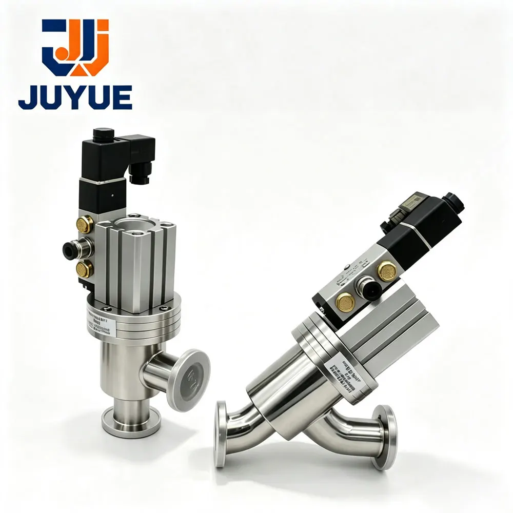 304 Stainless Steel Vacuum Angle Valve Manual / Pneumatic KF Flange Baffle Valve DC24V AC220V Solenoid Valve KF16 KF25 KF40 KF50