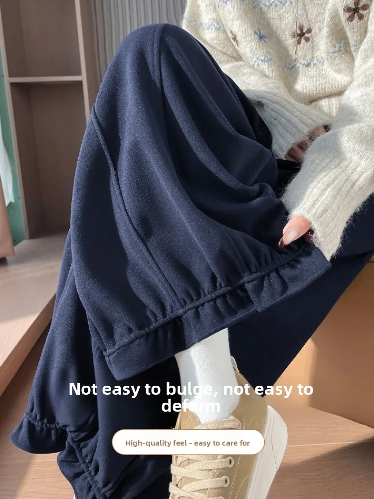 Pantaloni a lanterna pieghettati dolci e giovanili Pantaloni casual a nove punti in lana a vita alta drappeggiati da donna di piccole dimensioni