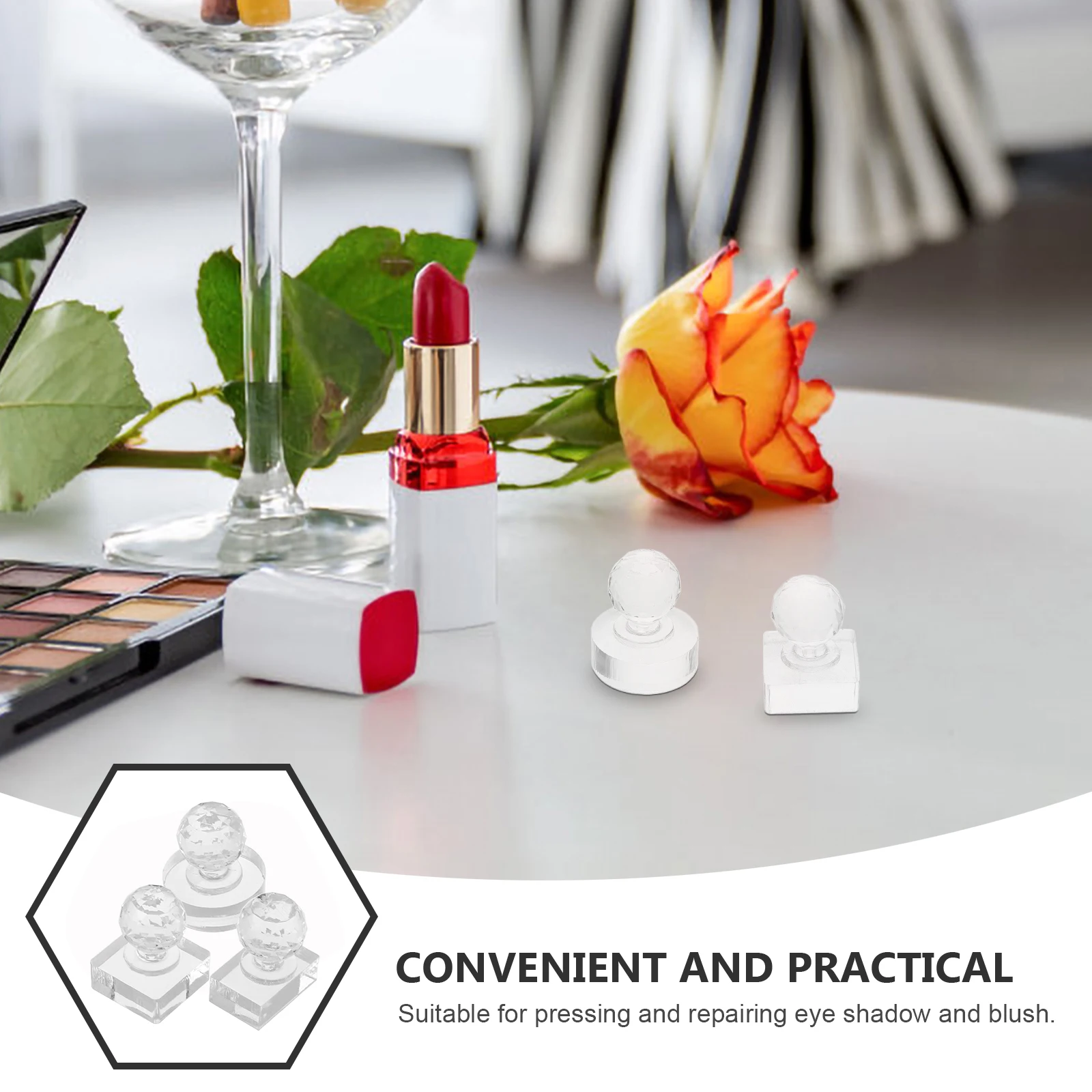 

3pcs Eyeshadow Press Tool Blusher Highlighter Brow Powder Repair Kit Portable Makeup Stamper For Travel Diy Compact Use