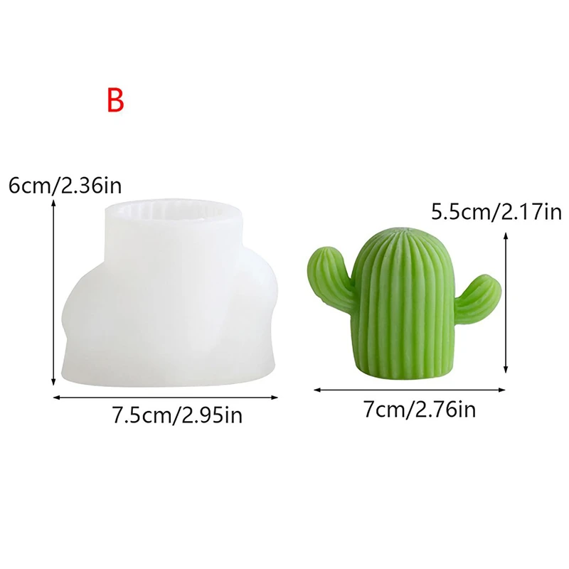 Cactus Aromatherapy Candle Silicone Mold DIY Simulation Cactus Gypsum Mold Epoxy Resin Drip Mold Home Decor Gift