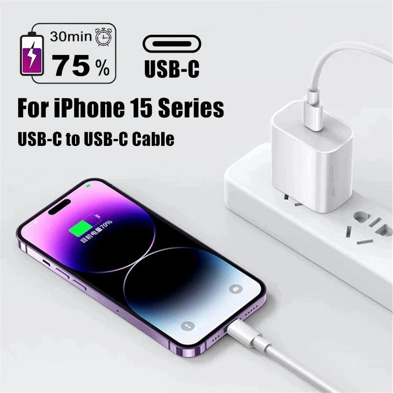 Cargador rápido de pared para móvil, Cable de carga rápida tipo C, PD, USB-C, 35W, para iPhone 15 Pro Max 15 Plus, Samsung Moto Pixel, Huawei Honor