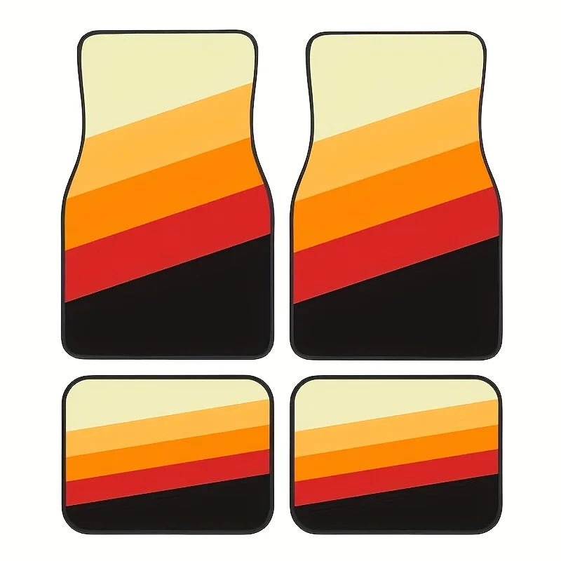 4pcs German Style Element Printed Car Floor Mats, Universal Non-Slip, Easy-to-Clean, All-Weather Use, Ideal For Cars, Trucks, SU