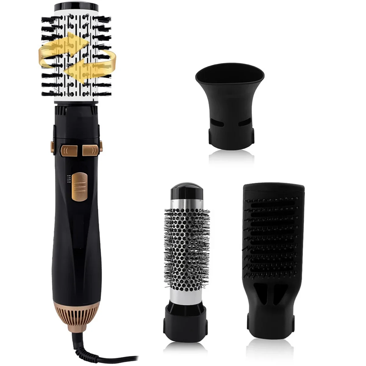 A97G 4-رئيس فرشاة الهواء الساخن مجفف الشعر الرياح القوية الكهربائية مستقيم بكرة الشعر الأسطوانة مشط منفاخ للمرأة الاتحاد الأوروبي التوصيل