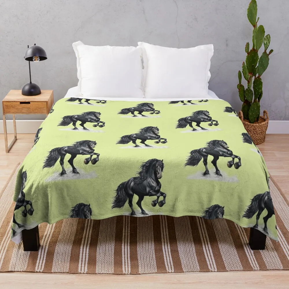 Ebony, magnificent black stallion Throw Blanket Sofas blankets ands Luxury Throw Blankets For Sofas Blankets