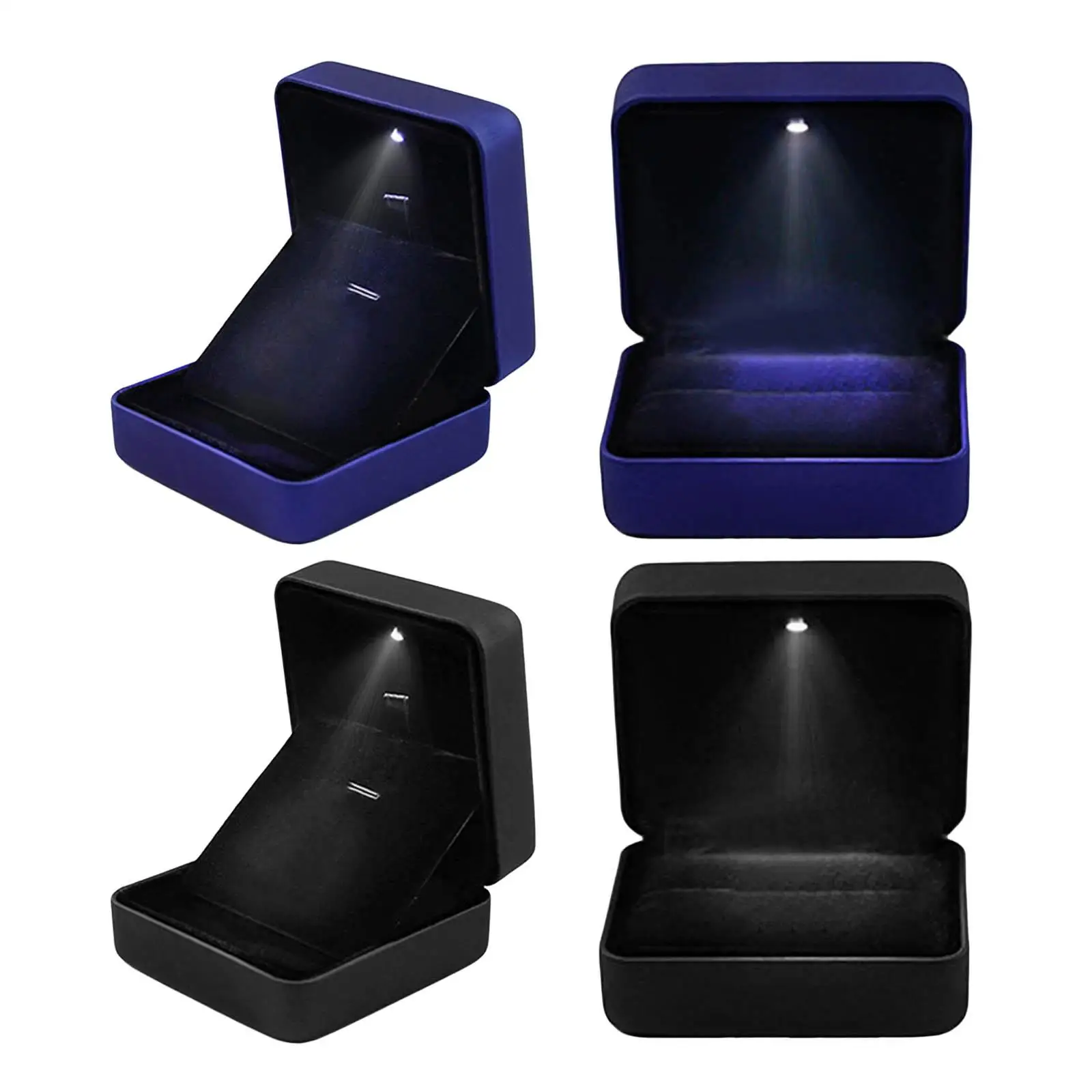 LED Light Pendant Box Elegant Velvet Luxury Portable Organizer Holder Square Jewelry Gift Boxes Dimension 7.5cmx7.5cmx4.2cm
