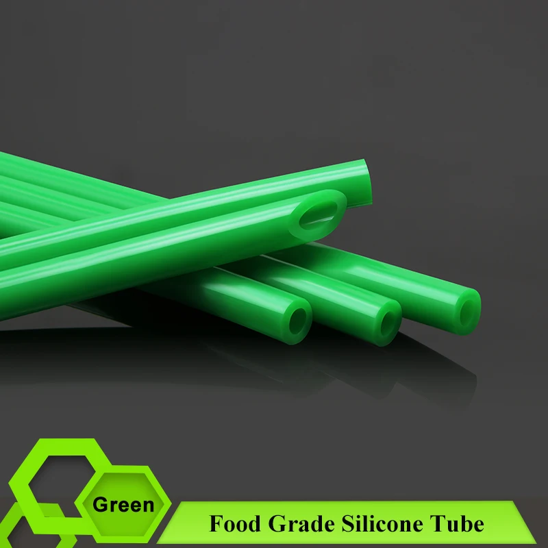 1/5/10M Green Food Grade Silicone Rubber Tube Pipe ID 0.5~32mm OD 1~38mm Nontoxic Flexible Garden Aquarium Air Watering Hose