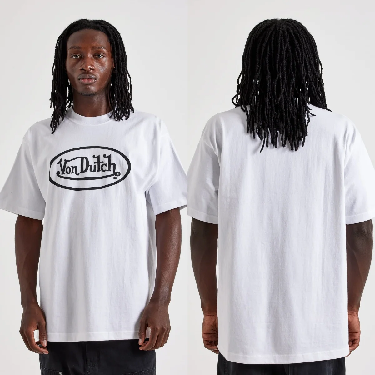 White Core Logo Von Street Trendy Brand Graphic Tee Cotton Men Women T-Shirt Y2k Streetwear