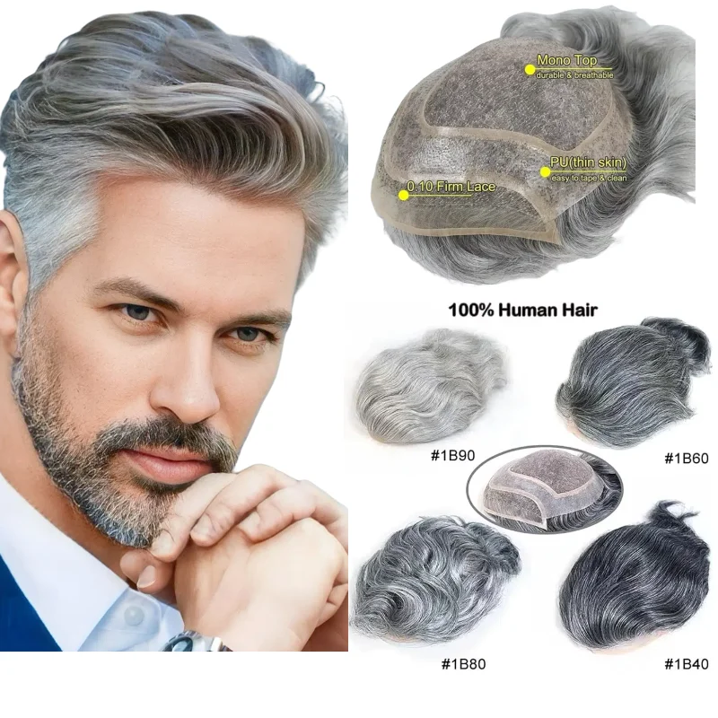 

8x10 дюймов система волос мужские человеческие волосы парик моно основа с серой кружевом с пу цветами 1B 1B20 1B80 # 7. Для нового образца.