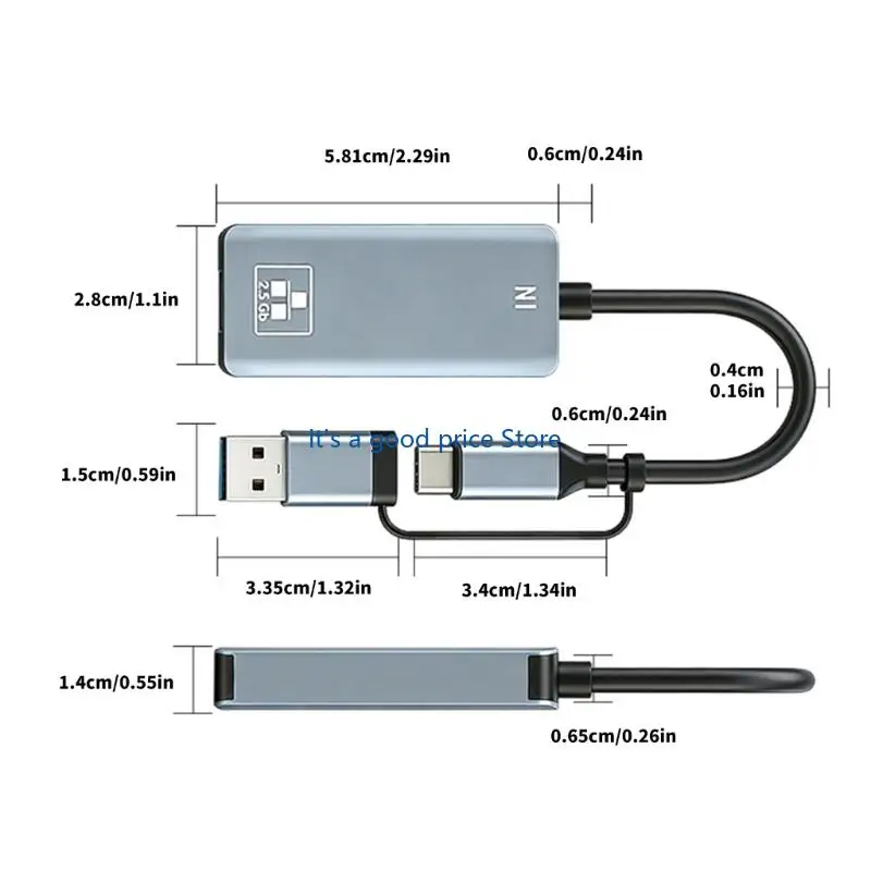  2.5G Type C/USB To RJ45 Gigabit Ethernet Adapter Corded Networking Converter view 6