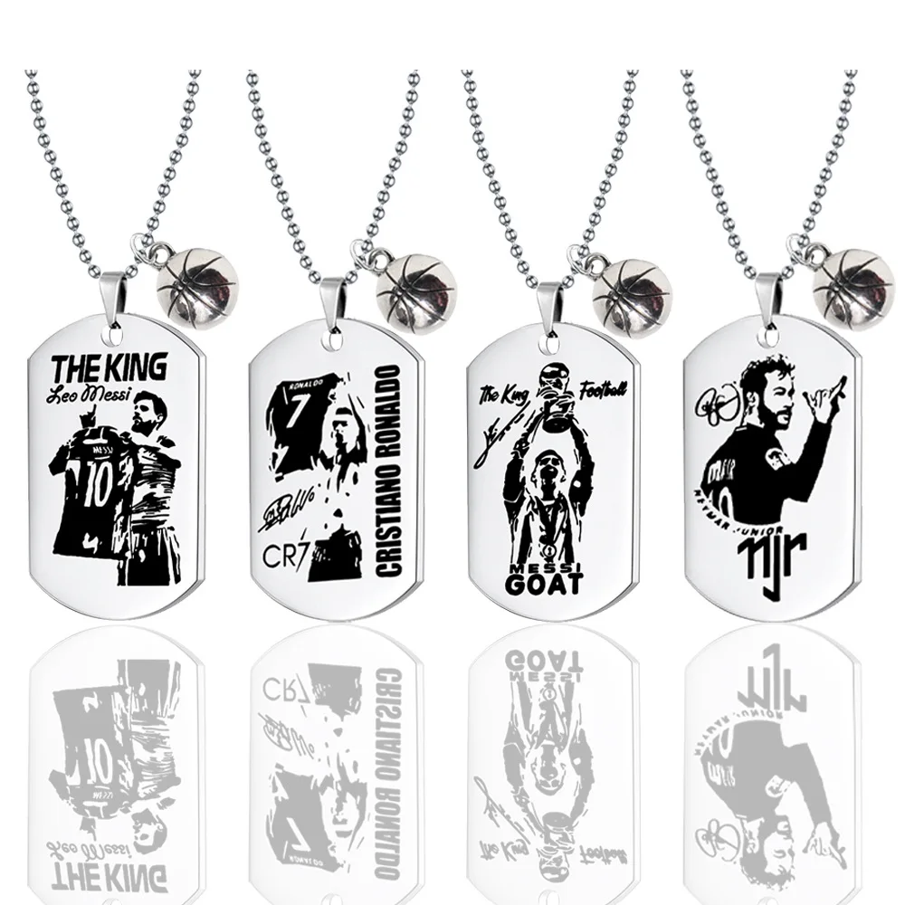 Stainless Steel Army Brand Pendant Necklace C Ronaldo 007 Jersey Men Boy Messi Neymar Soccer Fan Gifts Football Jewelry Props
