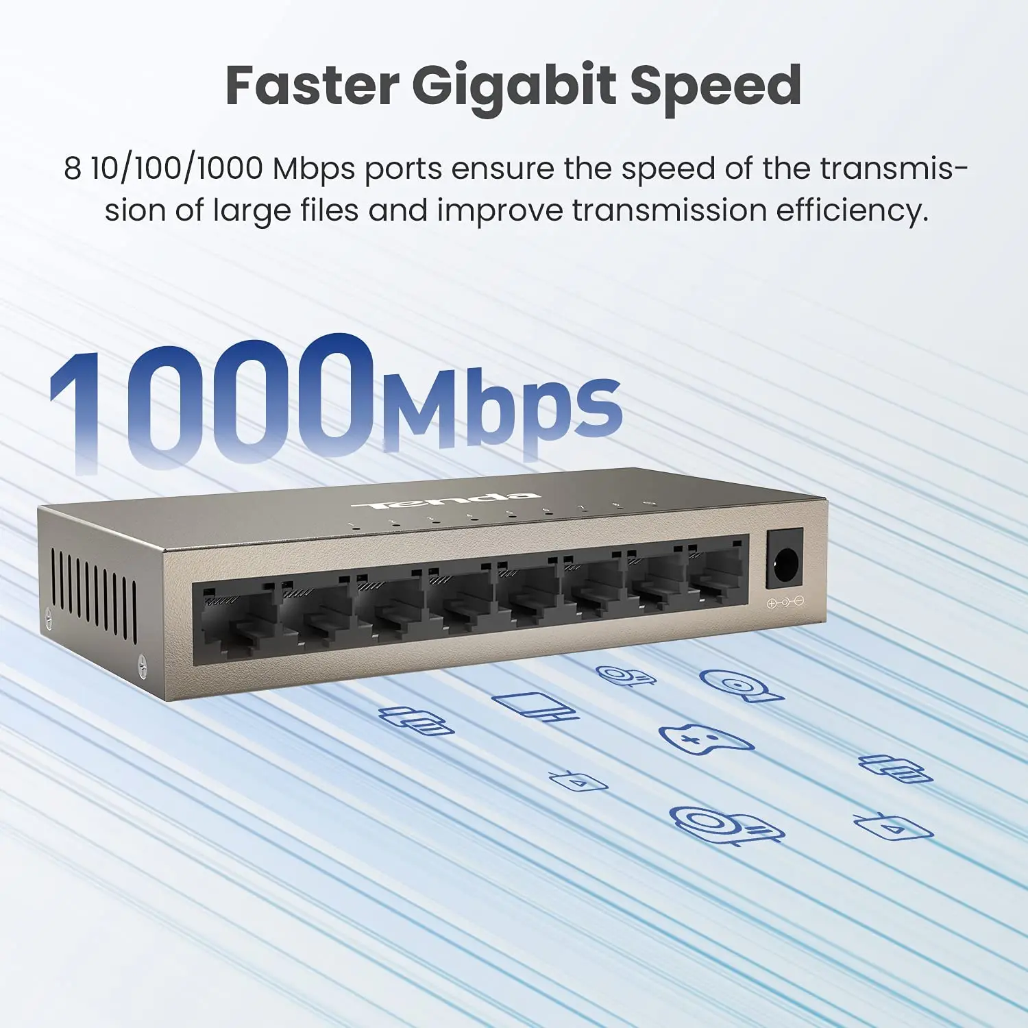 Tenda-conmutador gigabit ethernet de 8 puertos, conmutador de red de 10/100/1000Mbps, 5/8/16 puertos, conmutador de escritorio dúplex completo,