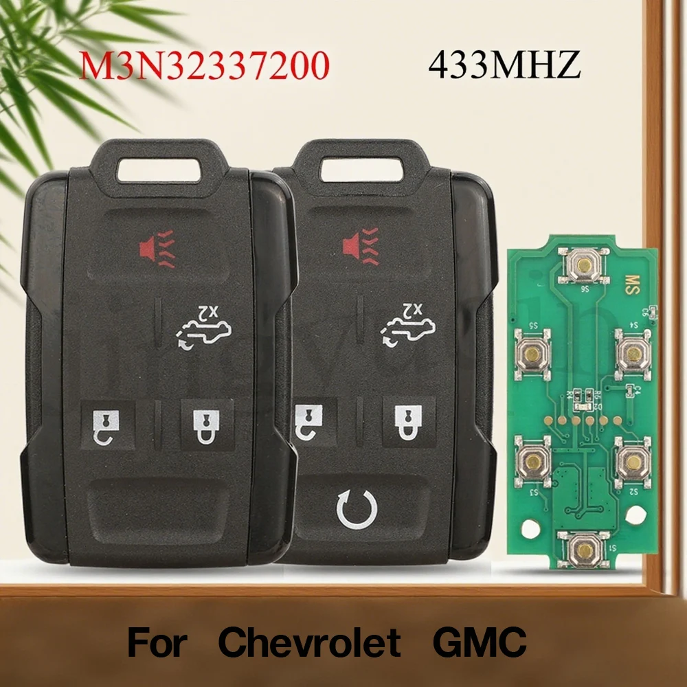 

jingyuqin 433Mhz Remote Car Key Alarm Pickup 4/5 Buttons Black For Chevrolet Suburban Tahoe Silverado Canyon GMC M3N32337200