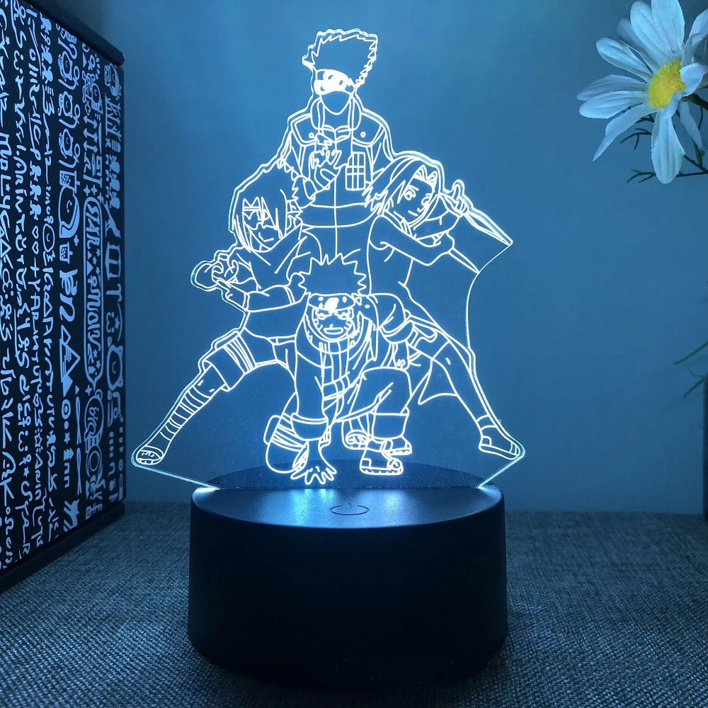 Anime Naruto Uzumaki LED Night Light Toys Akatsuki Kakashi Hatake Kid Bedroom Nightlight Itachi Uchiha 3D 7/16 colors Lamp Decor