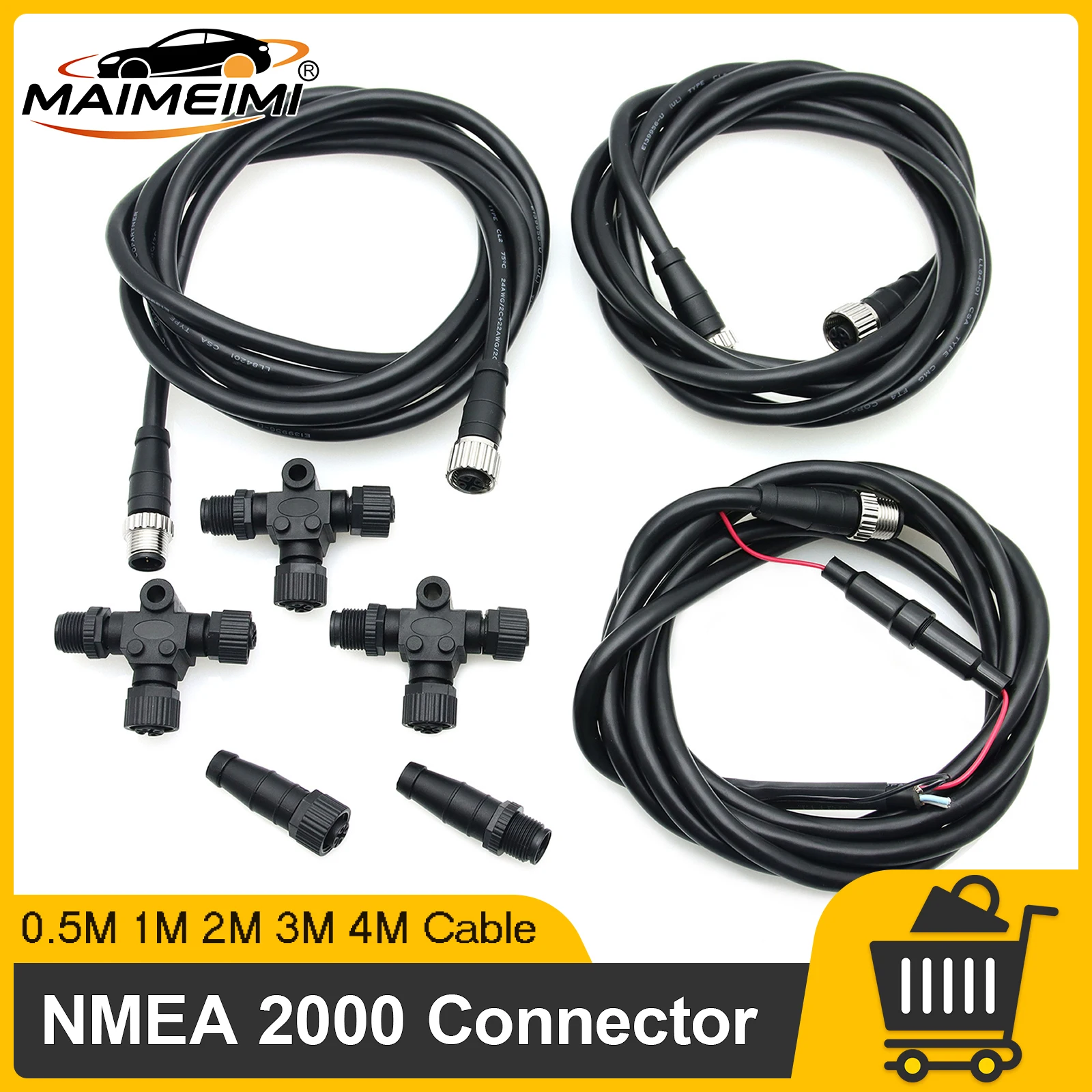 NMEA 2000 Kabelverbinder-Adapter, Terminal mit 3-6 Anschlüssen, NMEA2000 Starter-Kit, T-förmige 5-PIN Stecker-Buchse-Verlängerungsleitung, 0,5M 1M 2M 3M 4M