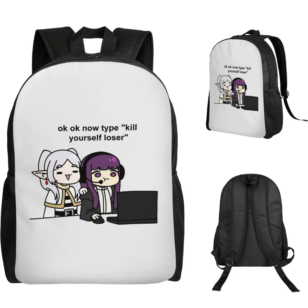 Gamer Fern And Frieren Classic Backpack Student Boys Girls BookBag School Bag Laptop Shoulder Bags