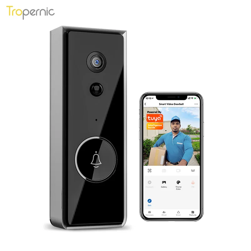 Tropernic Waterproof Ip65 Smart Video Ring App Control Remote Tuya Wifi Automatic Video Camera Wireless Doorbell