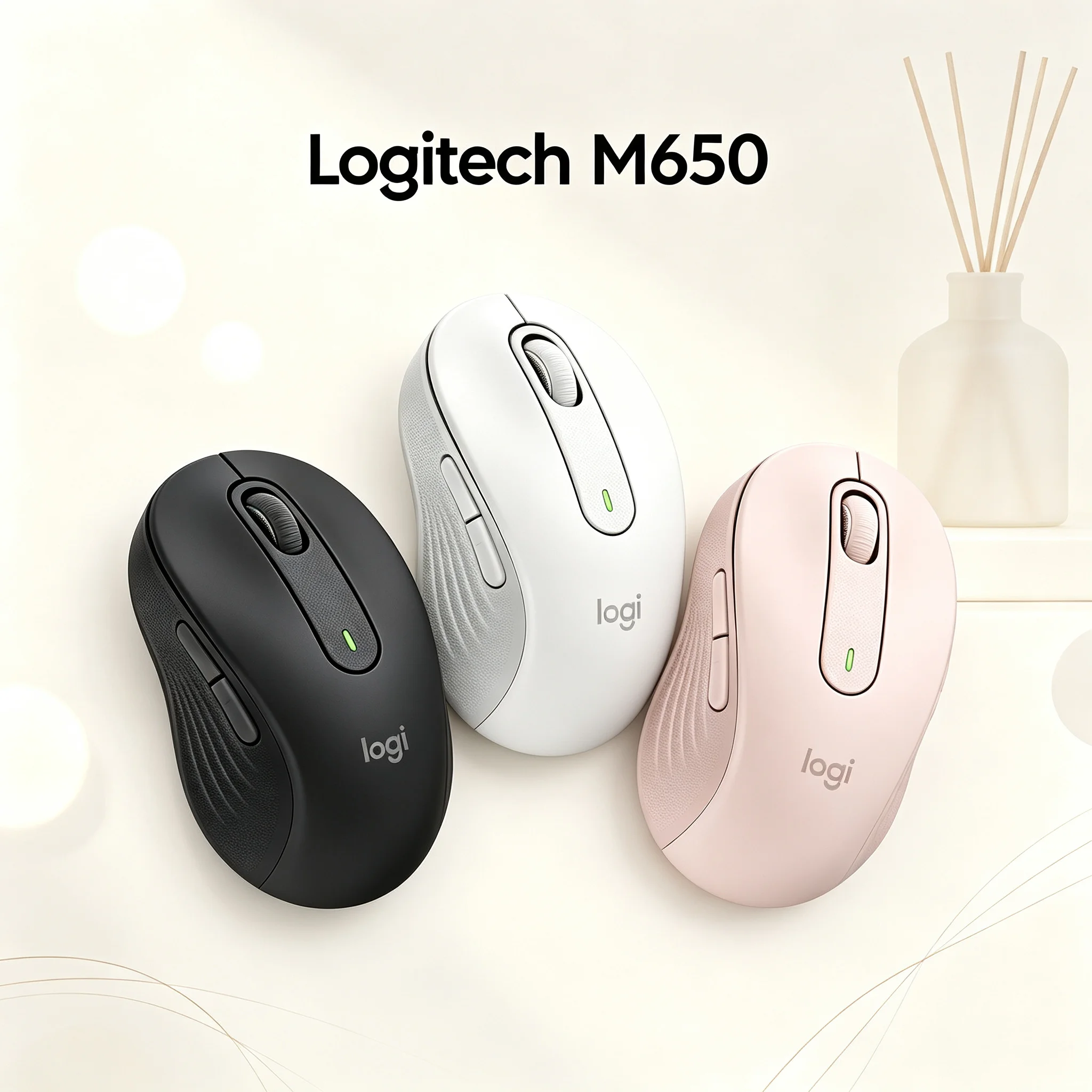 Logitech Signature M650 Bluetooth 2.4G Dual Mode Wireless Mouse Silent Click 5 Custom Side Buttons SmartWheel Scrolling Long Bat