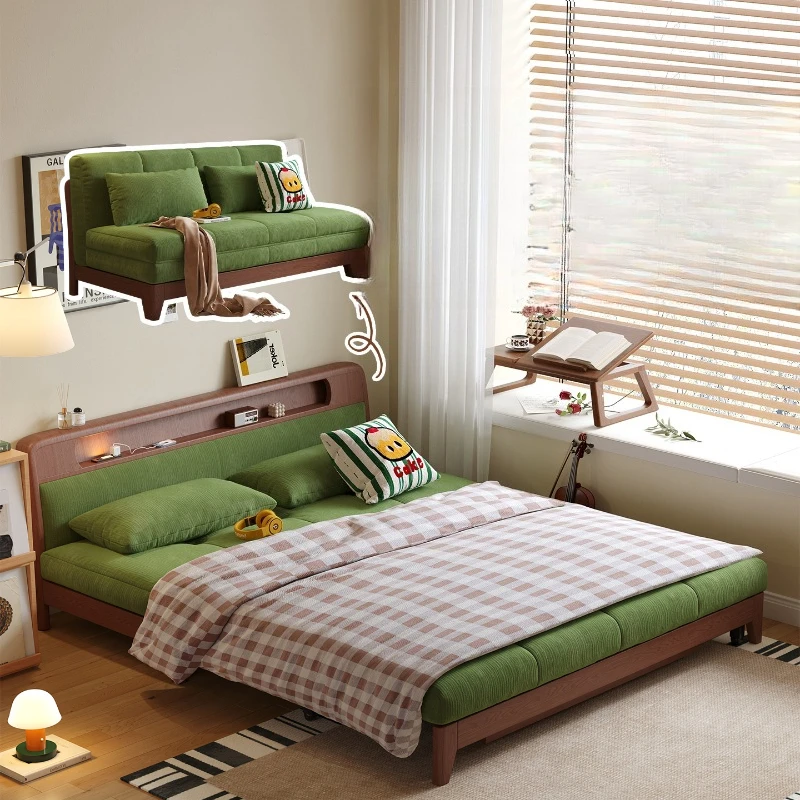 

Sofa bed antique retractable folding integrated dual-purpose solid wood sofa bed 2025 new