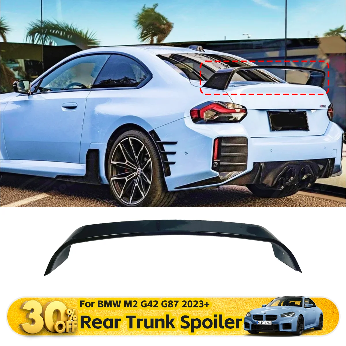 

For BMW M2 G42 G87 2023+ M Style Rear Trunk Spoiler Boot Lip Auto Exterior Tuning Parts High-Performance Body Kits Accessorie