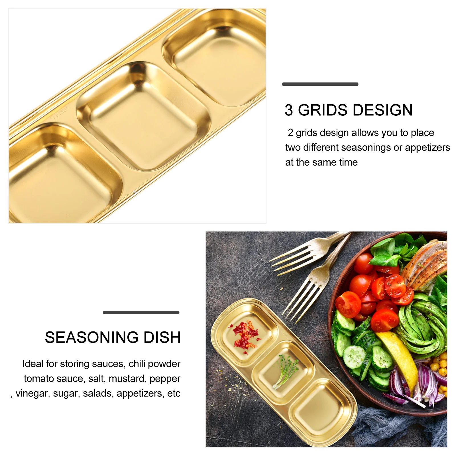 2 Pcs Ramen Noodles Seasoning Dish Stainless Steel Sauce Metal Kitchen Tool Golden Vinegar Baby