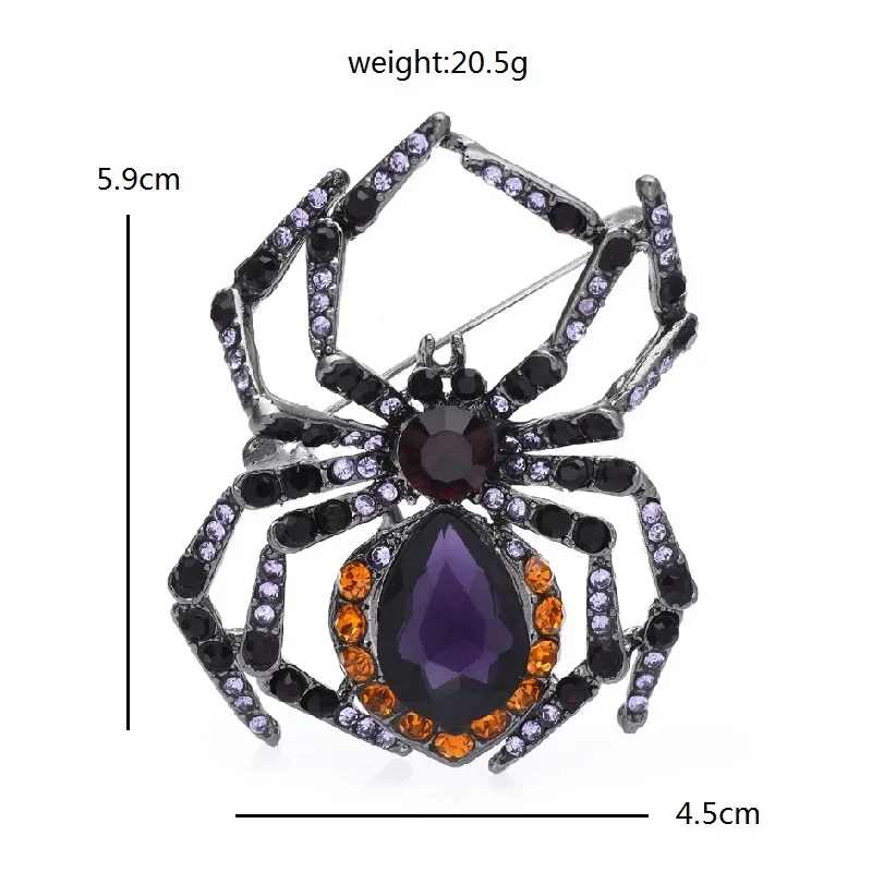 Exquisite Rhinestone Purple Spider Brooches for Women Men Animal Pins Beauty Insects Party Casual Brooch Pin Gifits