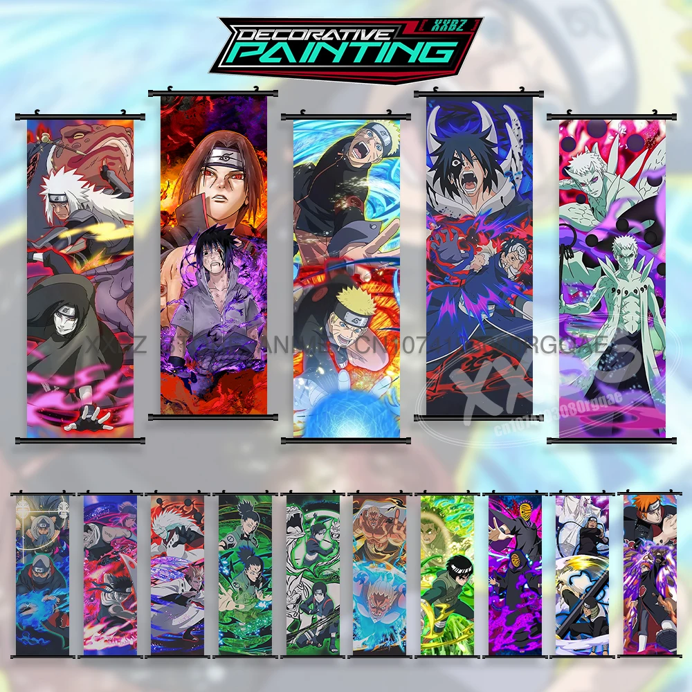 

Naruto Scrolls Picture Anime Posters Uchiha Sasuke Canvas Home Decor Nara Shikamaru Interior Hanging Paintings Rock Lee Wall Art