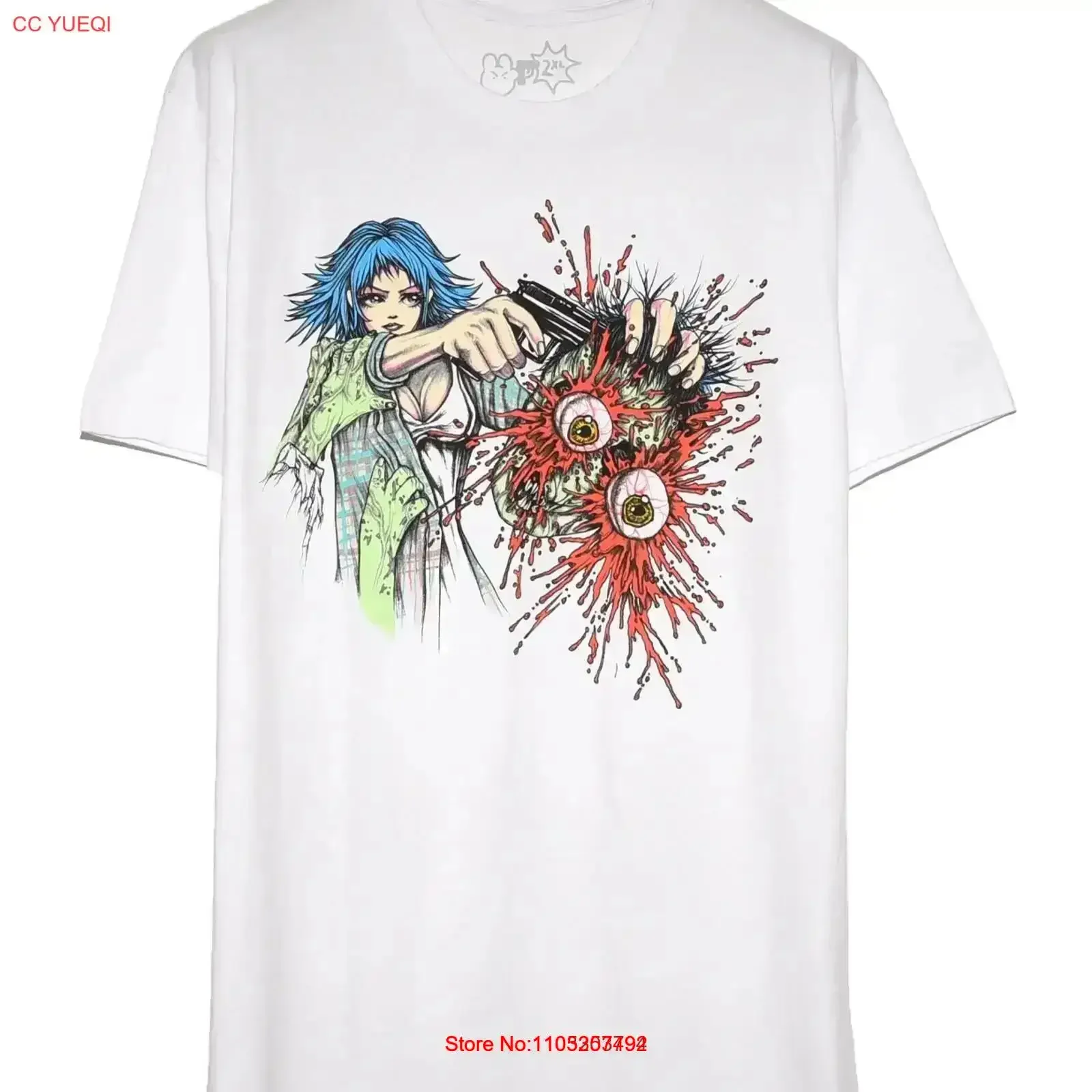 Toki Tattoo Zombie T-Shirt, GRÖSSE 2XL, Vintage-Washed-Top für den Alltag, dehnbar, grafisch, stilvoll, bequem, weich, Vintage
