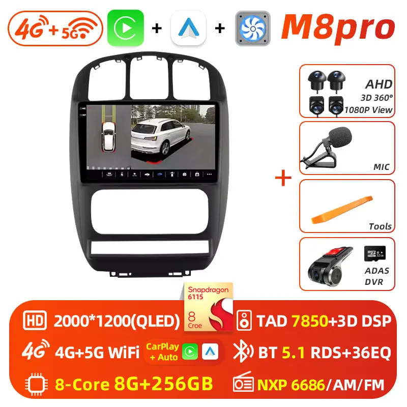 Android 16 wifi + 4G Carplay Autoradio Voor Dodge Caravan 4 Voor Chrysler Grand Voyager RS 2000-2012 navigatie GPS Stereo Multimedia