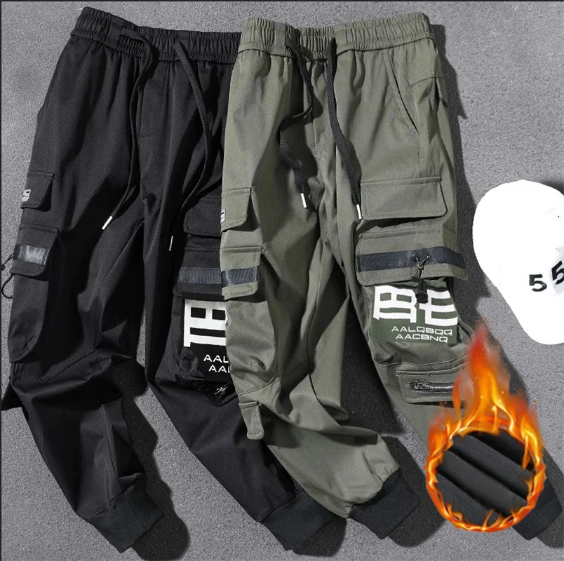 2024 Nieuwe Herfst En Winter Kasjmier Verdikte Heren Effen Kleur Losse Trekkoord Stropdas Voet Trend Vrijetijdsbroek Overalls