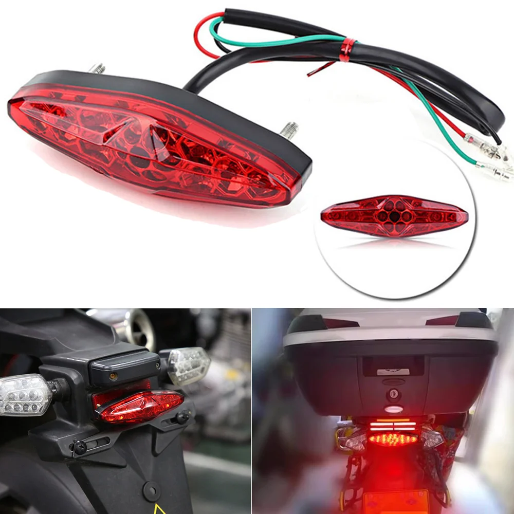 AliExpress NUOXINTR Universal 12V 15 LED Motorcycle Brake Stop Running Tail Light LED Rear Light Motocross For Moto ATV Dirt Bike