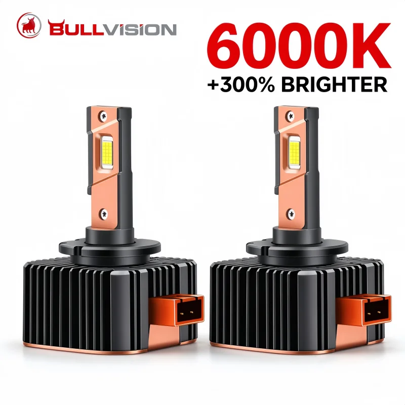 Bullvision D SERIES D1S LED Car Headlights HID Bulbs D2S D3S D4S D5S D8S Turbo Lights 6000K Auto Lamp CANbus No Errors Plug&Play