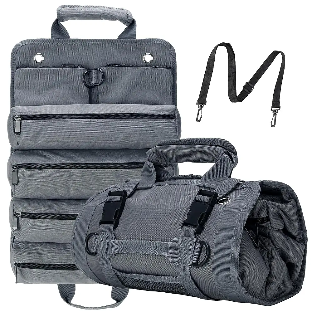 

Сумка-органайзер для инструментов, рулонная сумка для инструментов, складные чехлы для хранения с 6 карманами на молнии и ремнем, подарки для мужчин-механиков