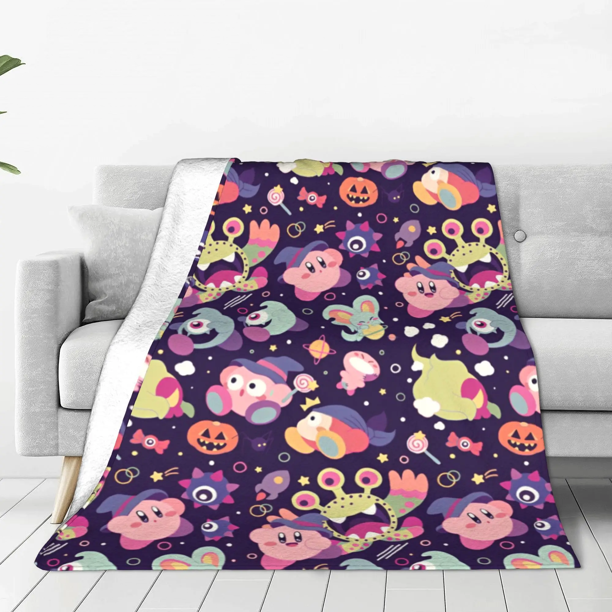 K-Kirbys Cartoon Stars Kawaii Blanket Anime Game Cute Plush Funny Warm Throw Blanket for Bed Sofa Spring/Autumn Car