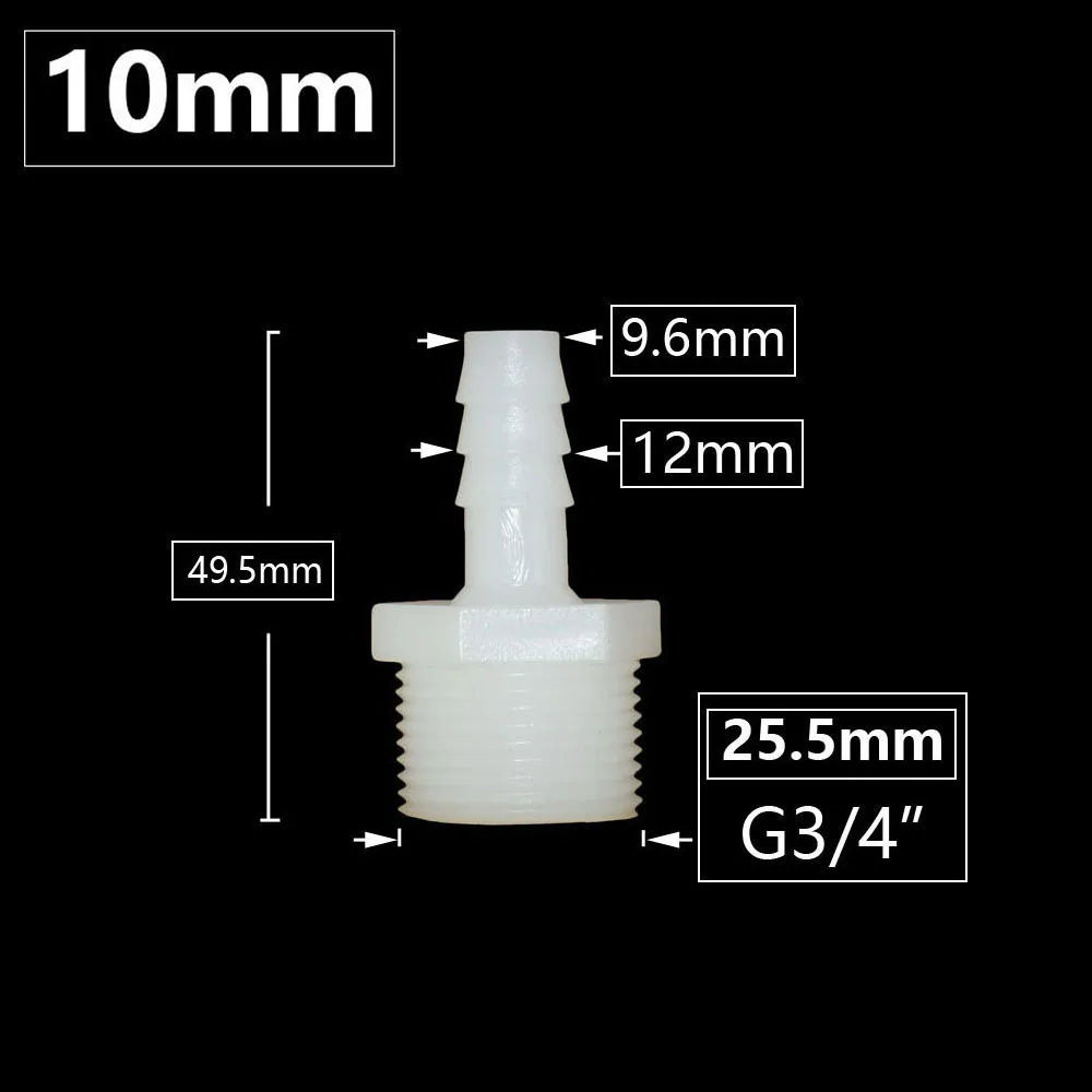 3/4 인치 수나사 10/12/14/16/18/20/25mm 호스 바브 커넥터 피팅 관개 용 워터 튜브 커플러 조인트
