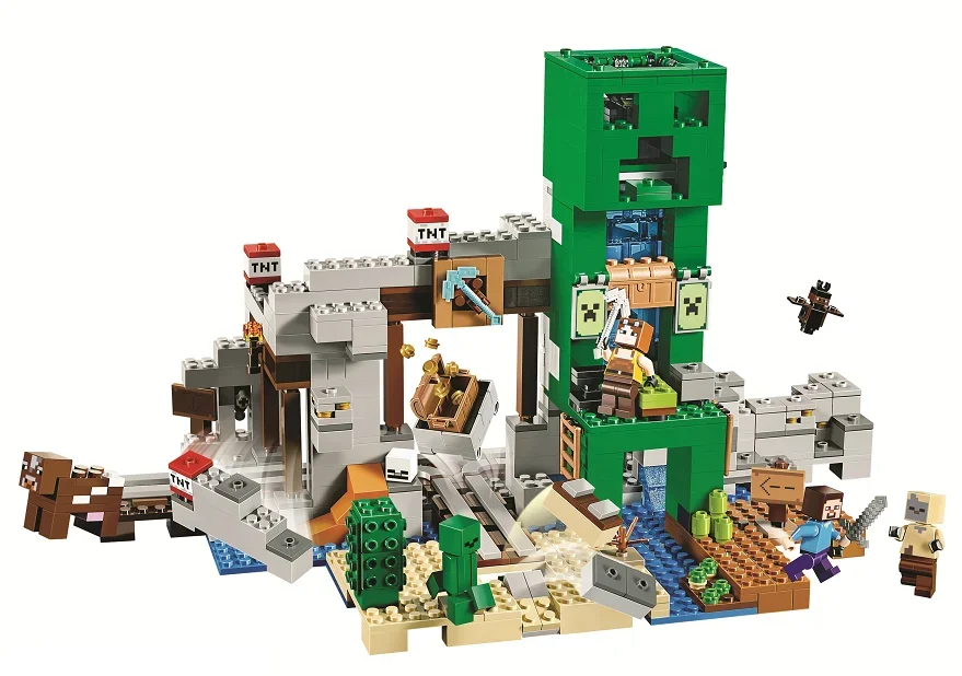 830+pcs Compatible 21155 my world the Creeper Mine building block Bricks Toy