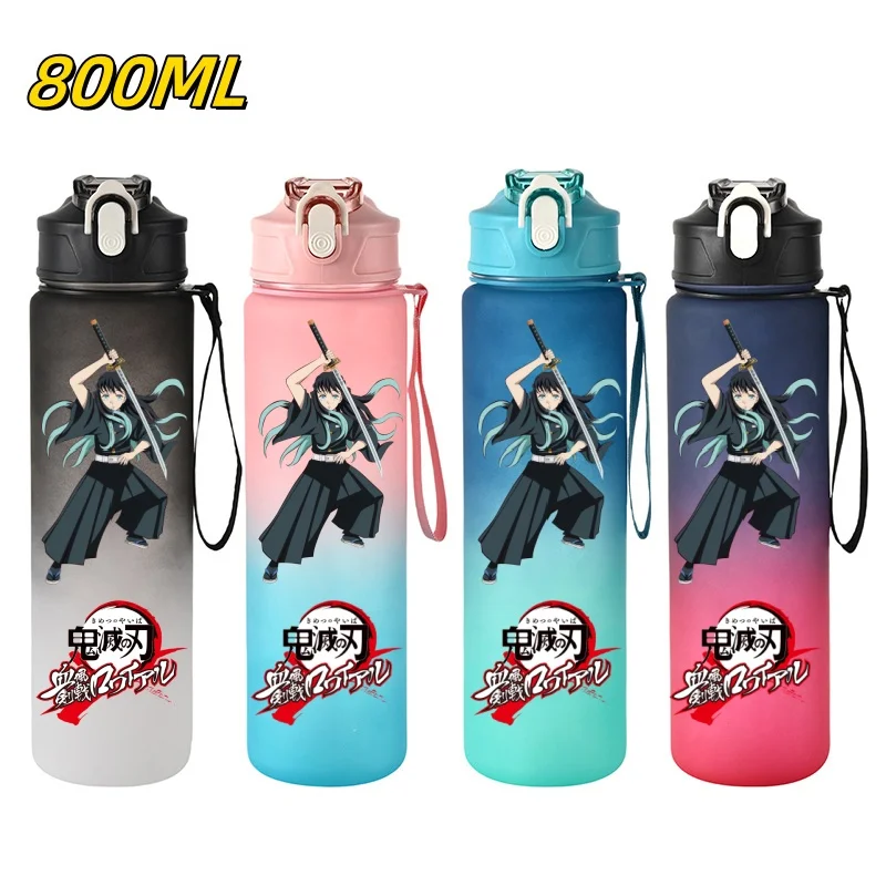 800ml Demon Slayer: Kimetsu No Yaiba Straw Water Cup Kamado Tanjiro Nezuko Cartoon Water Bottles BPA Free Drink Bottles Cup view 6