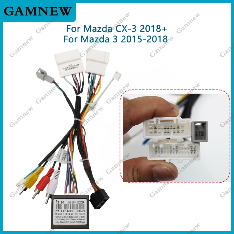 Car Audio Head Unit 16pin Wiring Harness Cable With CANbus For Mazda3(14-18)/CX-3(2018+)/CX-5 In Southeast Asia Region