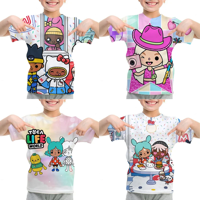 Harajuku Toca Life World T Shirt Girls Kawaii Tops Cute Cartoon T-shirts for Boys Children Summer Tee Short Sleeve Kids Clothes