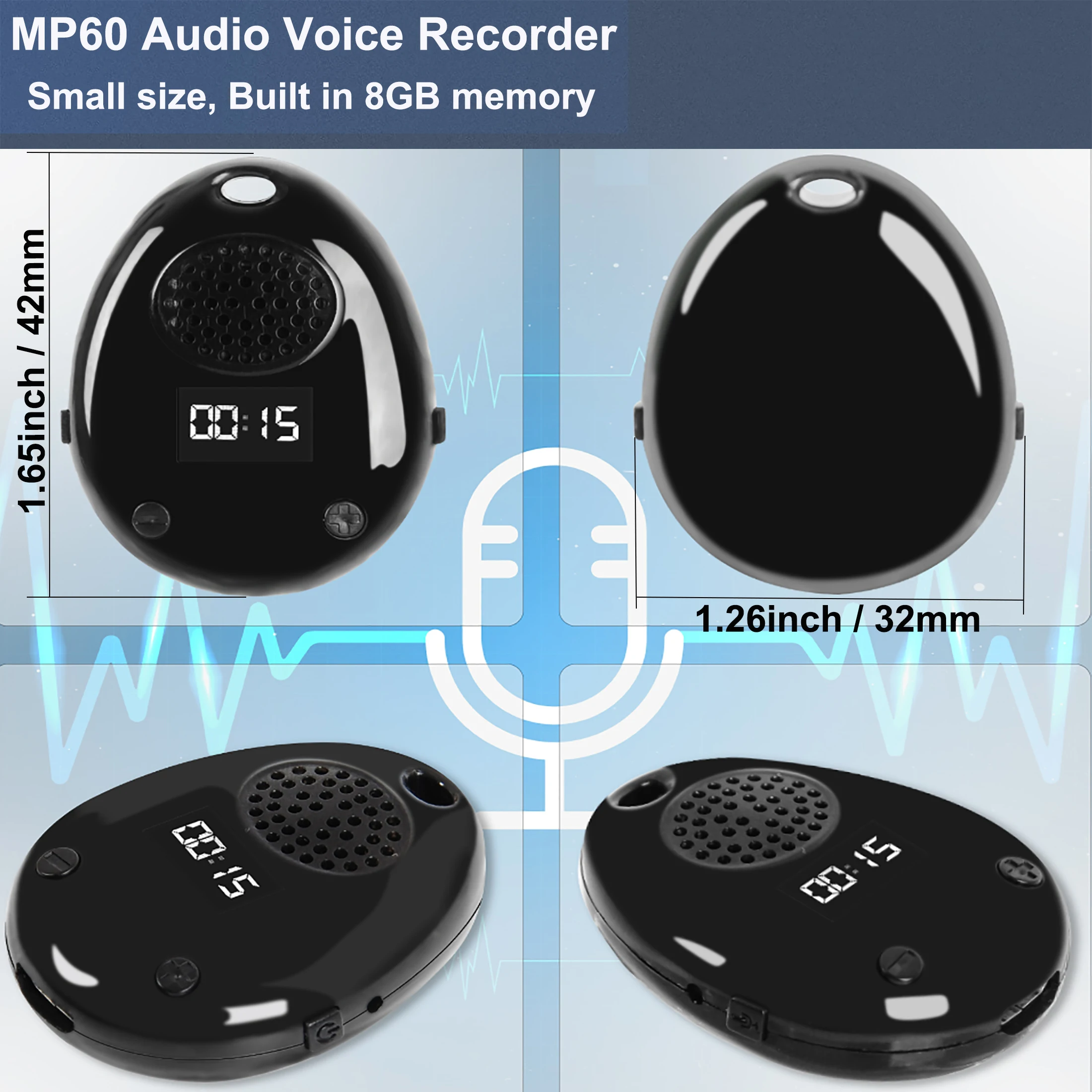 

Digital Voice Recorder,8GB Voice Activated Audio Recorder, Portable Music Player with Internal Speaker & Steps Recorder