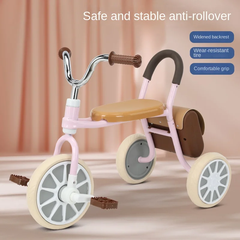 DokiToy Kreative und Interessante kinder Dreirad Pedal 1-3-6 Jahre Alt Baby Fahrrad Retro Dreirad Mit leder Tasche Kinderwagen