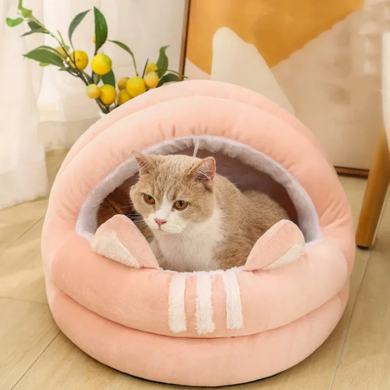 

2024 New Autumn and Winter Keep Warm Cat Nest Semi-enclosed Pet Litter Cat House Cat Bed Cat House Supplies Kennel