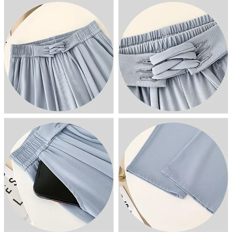 패션 여성 하이웨이스트 배기 팬츠 소녀용 솔리드 레이스업 스트레이트 레그 바지 핫 세일 여성용 편안한 레저 팬츠