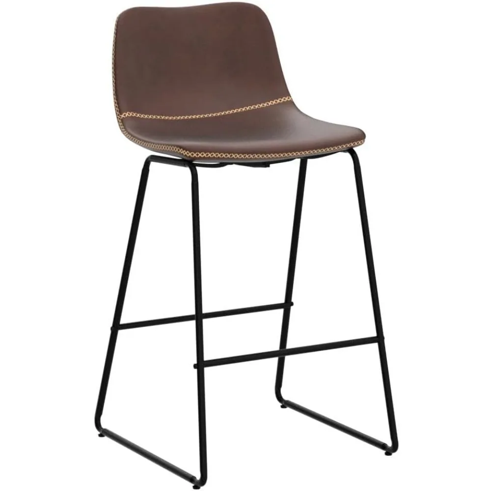 3피스 바 스툴 세트, 26인치 인조 가죽 바 스툴, 금속 다리가 있는 바 스툴
