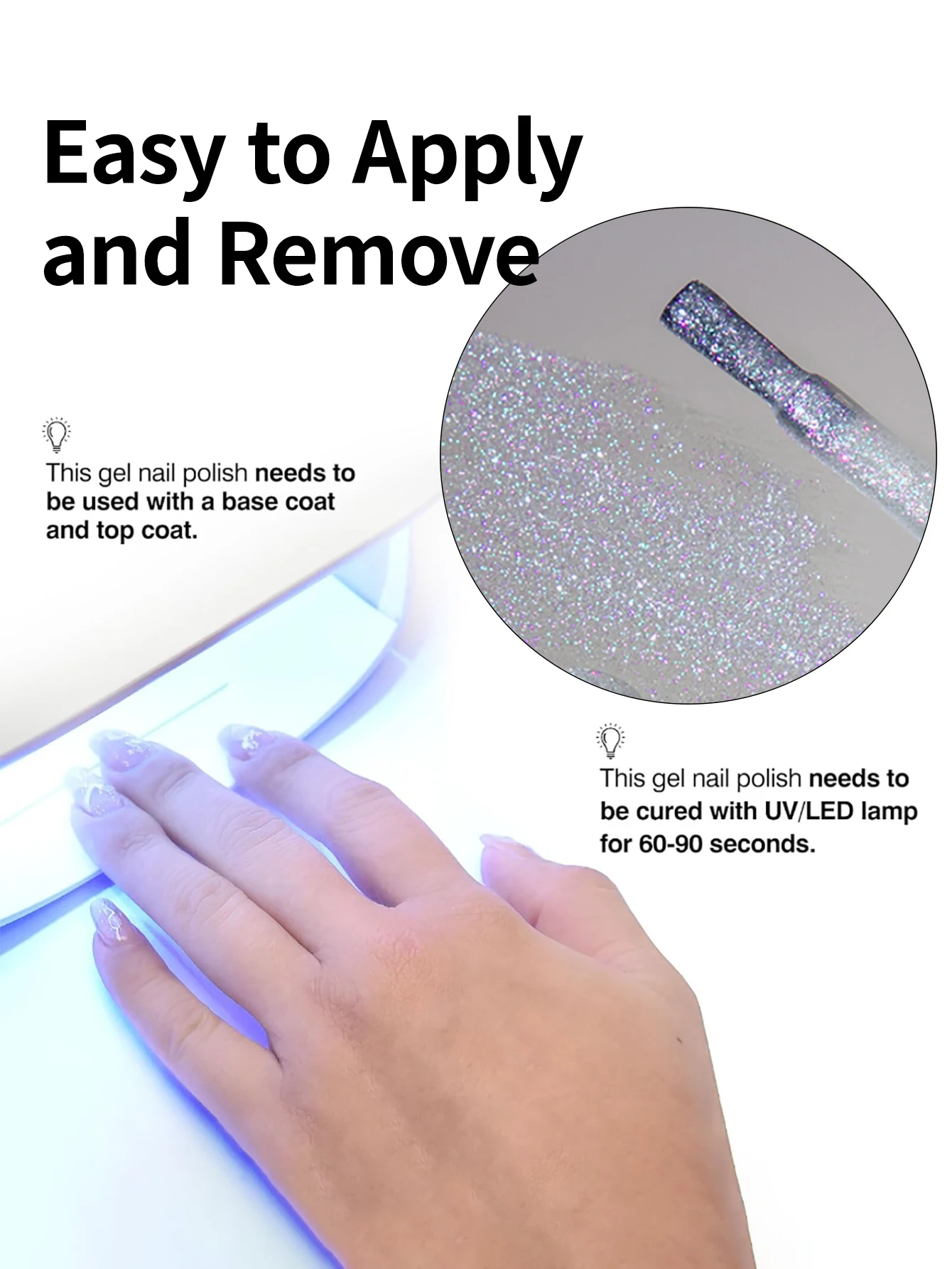 RS NAIL 10g Sparkling Glitter Gel Nail Polish Reflective Diamond Light Gel Soak Off UV LED Semi-permanent Nail Art Gel Varnish