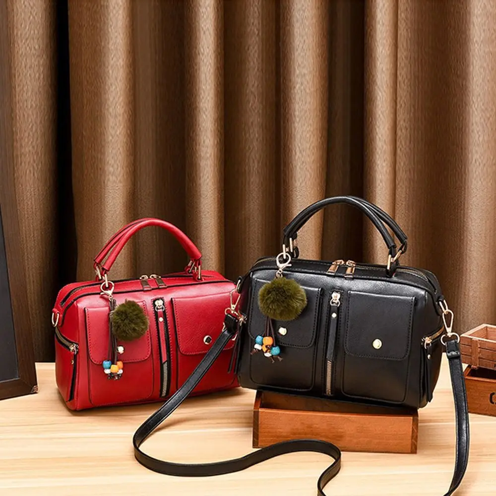 New PU Leather Handbag Large Capacity Multifunctional Shoulder Bag Portable Crossbody Bag Women