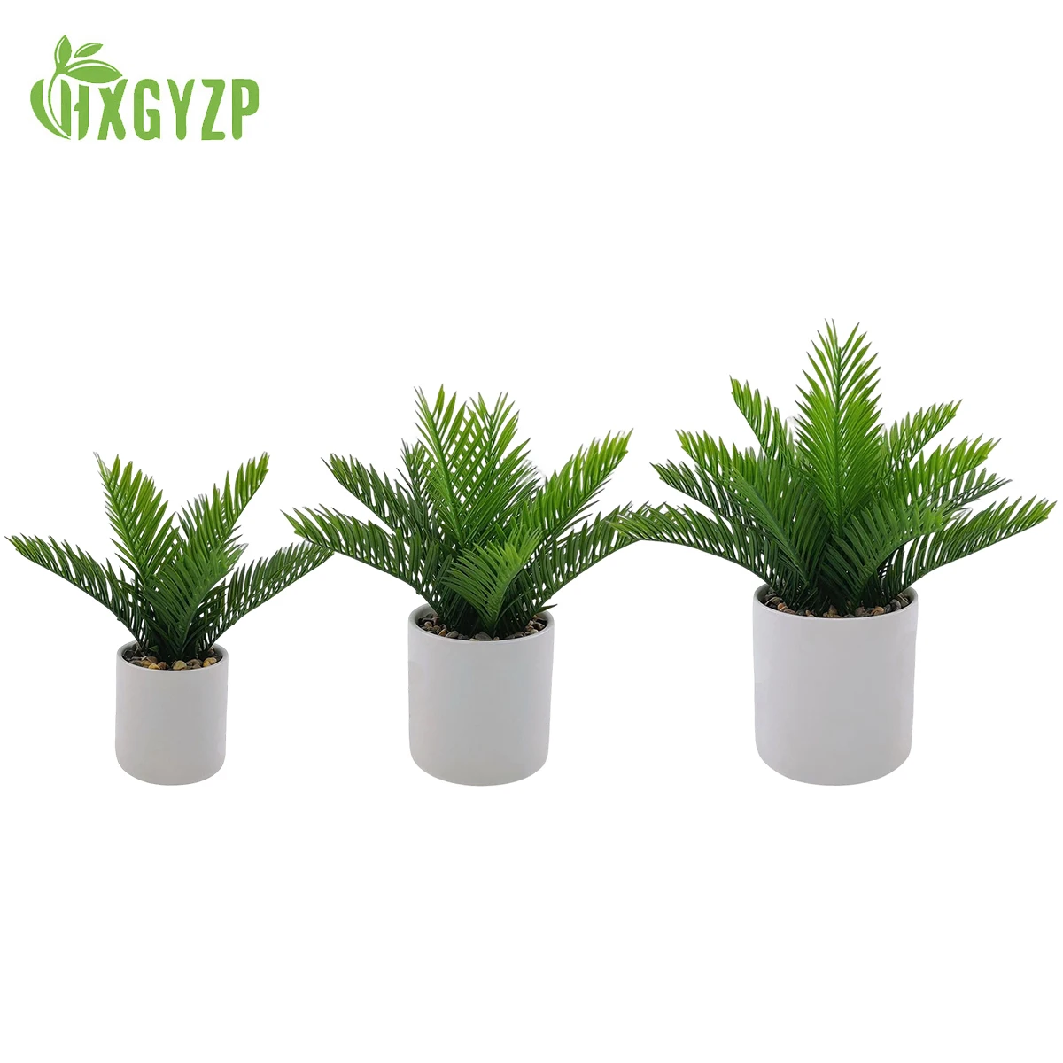 

New Artificial Plants Potted Faux Green Plant Palm Leaves With White Ceramic Flowerpot Home Decor Living Room Office Ornaments