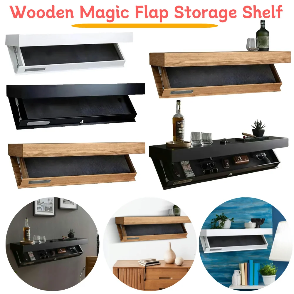 

Деревянная волшебная полка для хранения с клапаном, скрытая плавающая полка с секретным отделением для хранения мебели, плавающая полка, книжная полка