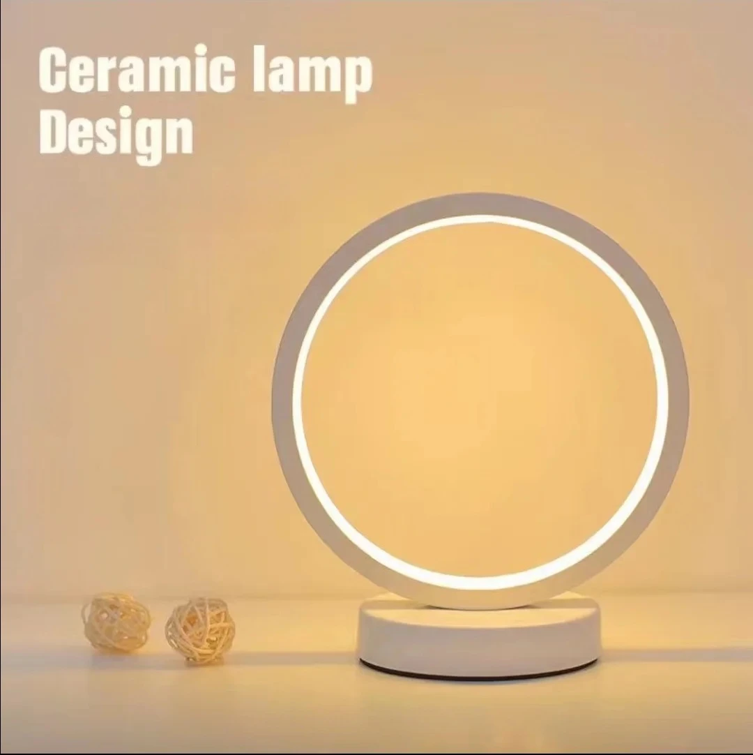 

Круглая светодиодная настольная лампа-кольцо 20 см с регулировкой яркости, ночник для спальни, прикроватной тумбочки, гостиной, ресторана, отеля, домашнего декора