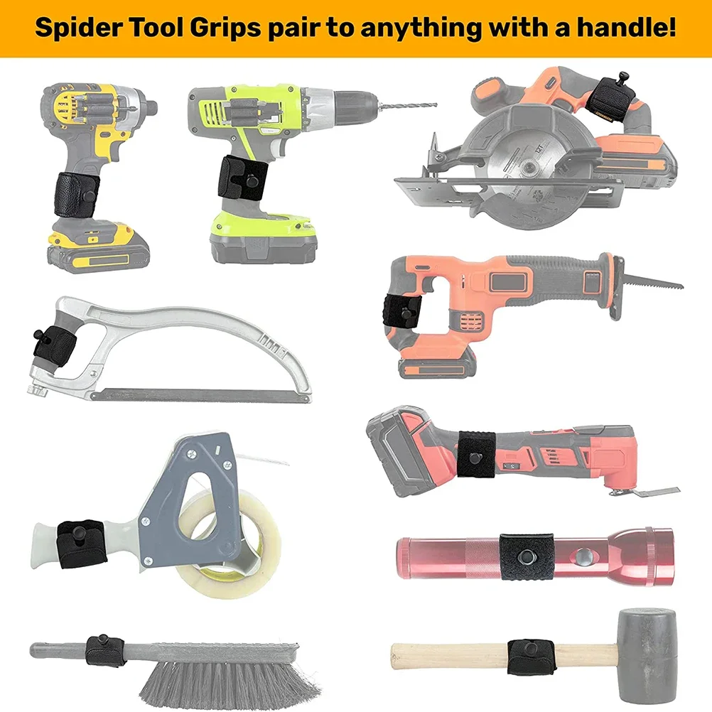 Spider Tool Holster Expansion Set – Elastic Tool Grips + Adhesive Tabs For Power Drills, Multi-Tools, Tape Measures, Hammers & More (Holster Sold Separately)