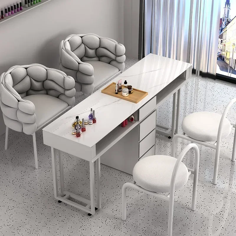 Design Metal Nail Desk Simple Nordic Grey Speciality Nails Table Modern Minimalist Nageltisch Mesa Beauty Salon Furniture